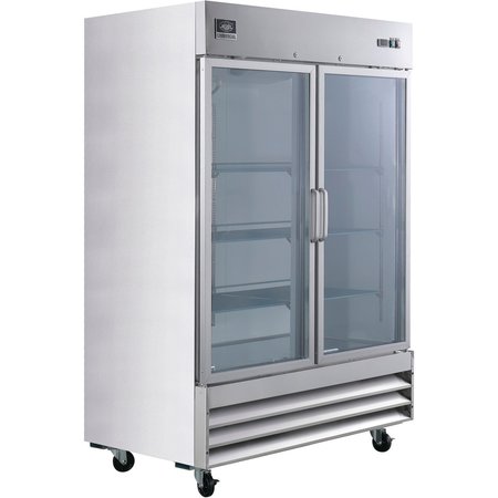NEXEL Reach In Refrigerator, 2 Glass Doors, 47 Cu. Ft. CFD-2RR-G-HC